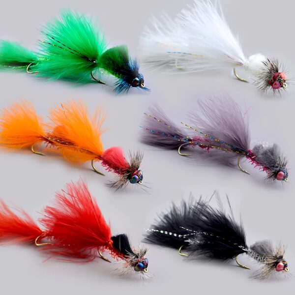Fly Fishing Flies Streamers kit (Six Colors- Dry Flies Nymphs Fly Fishing Flies Kit