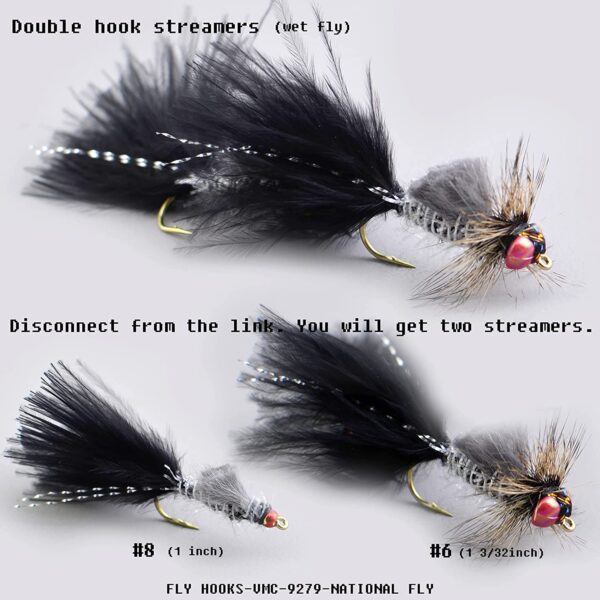 Fly Fishing Flies Streamers kit (Six Colors- Dry Flies Nymphs Fly Fishing Flies Kit - Image 3
