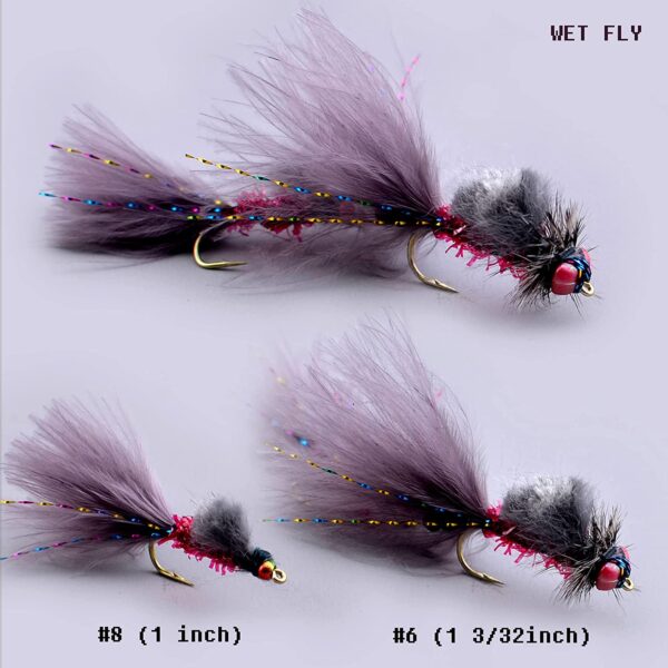 Fly Fishing Flies Streamers kit (Six Colors- Dry Flies Nymphs Fly Fishing Flies Kit - Image 6
