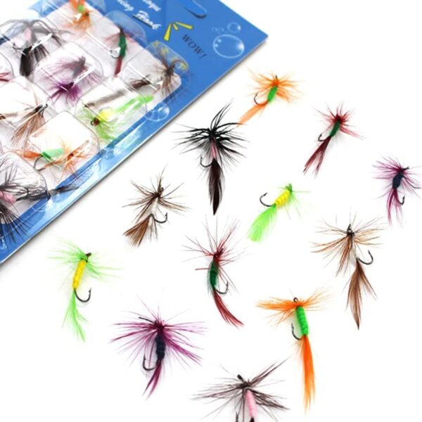 12Pcs/Set Fishing Lure Insects Salmon Flies  Dry Flies Nymphs Fly Fishing Flies Kit