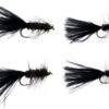Black Wooly Bugger Assortment 4 Pack Dry Flies Nymphs Fly Fishing Flies Kit