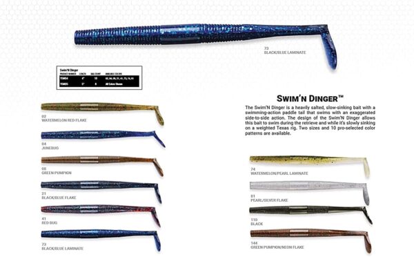 YUM Swim n' Dinger Paddle Tail Worm Fishing Artificial Bait Soft Plastic Lures - Image 3