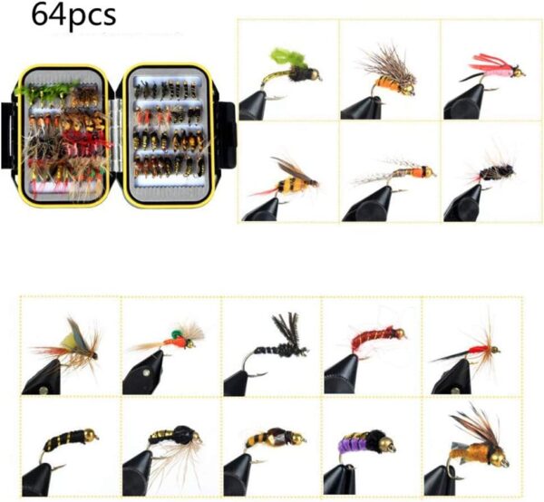 Fly Fishing Flies Kit  30/64/40/60pcs of Fis Dry Flies Nymphs Fly Fishing Flies Kit - Image 3