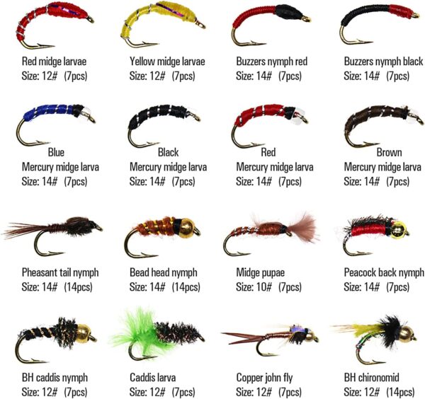 133 Pcs Fly Fishing Flies Fishing Ultra-Thin Dry Flies Nymphs Fly Fishing Flies Kit - Image 2