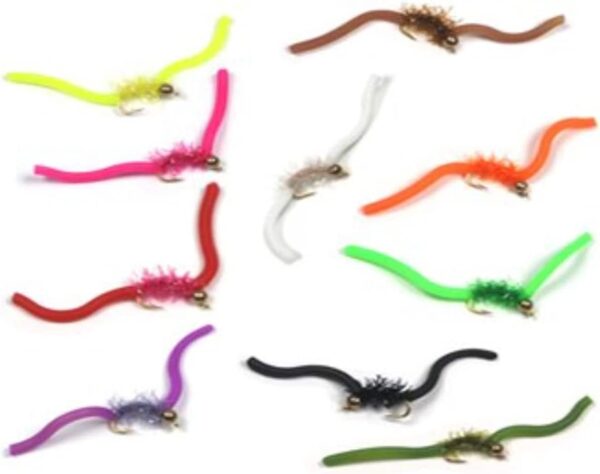 Fishing Lures 10PCS San Juan Worm Brass Be Dry Flies Nymphs Fly Fishing Flies Kit