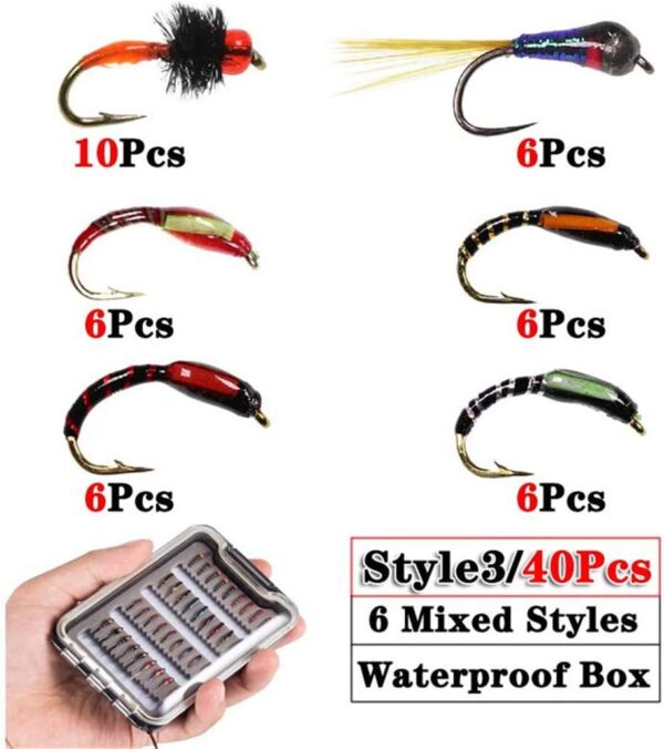 OutdoorFishing Fly Fishing Flies Fly Insects Dry Flies Nymphs Fly Fishing Flies Kit - Image 2