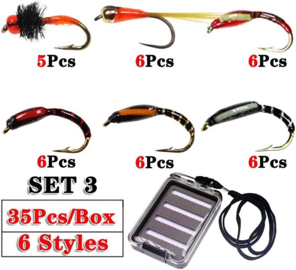 OutdoorFishing Fly Fishing Flies Kit -35-40P Dry Flies Nymphs Fly Fishing Flies Kit - Image 2