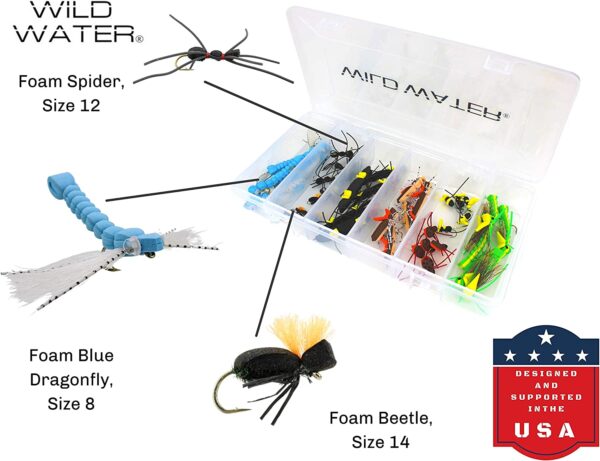 Fly Fishing Foam Fly Assortment  40 Flies wi Dry Flies Nymphs Fly Fishing Flies Kit - Image 3