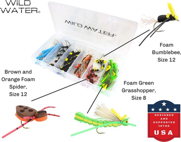 Fly Fishing Foam Fly Assortment  40 Flies wi Dry Flies Nymphs Fly Fishing Flies Kit - Image 5