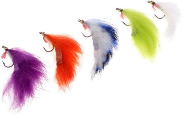 5pcs Copper Beadhead Zonker Fly Fishing Stre Dry Flies Nymphs Fly Fishing Flies Kit