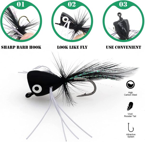 Fly Fishing Poppers  Topwater Fishing Lures  Dry Flies Nymphs Fly Fishing Flies Kit - Image 3