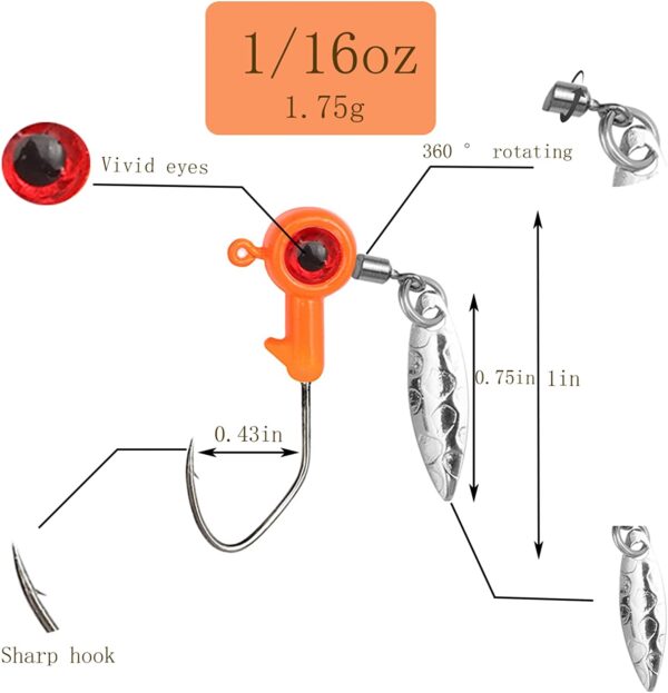 1/8 oz Jig Heads Freshwater Fishing Lures Jig Fishing Artificial Bait Soft Plastic Lures - Image 3
