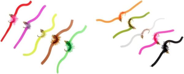 10 Pieces Trout Worm Fly Assortment Fishing  Dry Flies Nymphs Fly Fishing Flies Kit