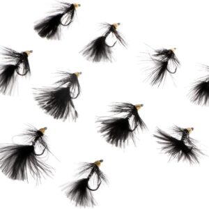 10pcs 3.7cm Wooly Flies Black Sinking Wet Ba Dry Flies Nymphs Fly Fishing Flies Kit
