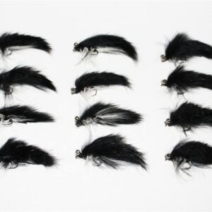 20 pcs/lot Black Zonker Streamers Salmon Tro Dry Flies Nymphs Fly Fishing Flies Kit