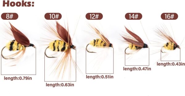 10PCS Hand-Tied Fly Fishing Bionic Nymph Bee Dry Flies Nymphs Fly Fishing Flies Kit - Image 3