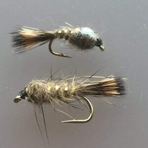 Fly Fishing Nymphs Hares Ear GRHE Pack of 12 Dry Flies Nymphs Fly Fishing Flies Kit