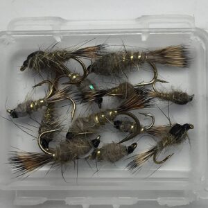 Fly Fishing Nymphs Hares Ear GRHE Pack of 12 Dry Flies Nymphs Fly Fishing Flies Kit