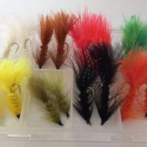 Fly Fishing Woolly Bugger Set of 16 Wooly bu Dry Flies Nymphs Fly Fishing Flies Kit