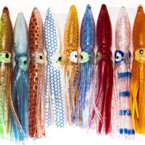 100pcs/Lot 8cm Luminous Octopus Skirt Lure So Fishing Artificial Bait Soft Plastic Lures
