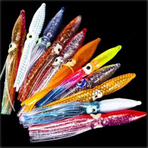100pcs/Lot 8cm Luminous Octopus Skirt Lure So Fishing Artificial Bait Soft Plastic Lures