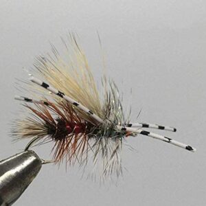One Dozen (12) Rubber Legged Crystal Stimu Dry Flies Nymphs Fly Fishing Flies Kit