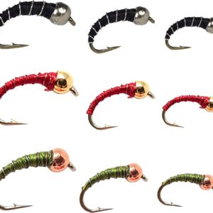 Zebra Midge Fly Fishing Nymph Assortment for Dry Flies Nymphs Fly Fishing Flies Kit