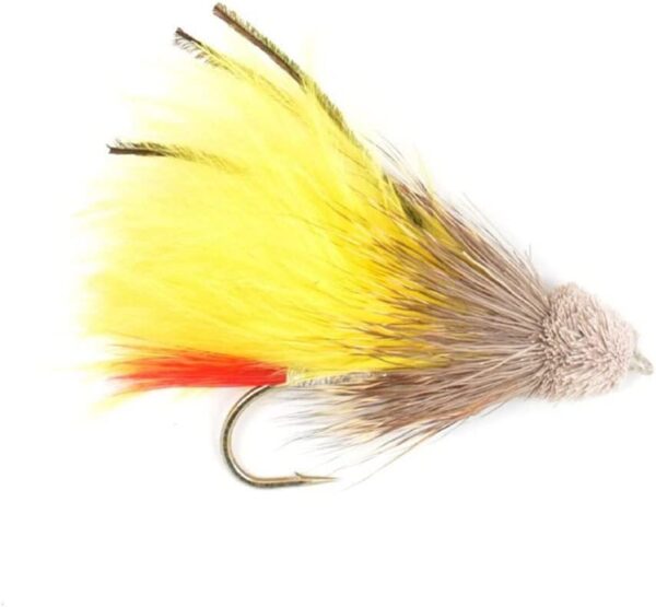 -3-Pack Yellow Marabou Muddler Size 4 Muddle Dry Flies Nymphs Fly Fishing Flies Kit