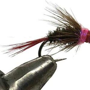 One Dozen (12) Tungsten Beadhead Jig Red Dry Flies Nymphs Fly Fishing Flies Kit
