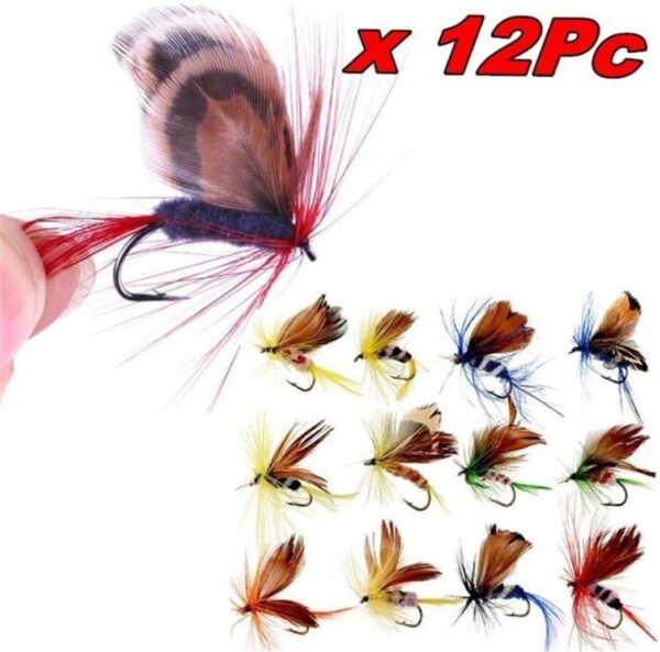12pcs Fly Fishing Flies Kit Butterfly Like T Dry Flies Nymphs Fly Fishing Flies Kit - Image 6