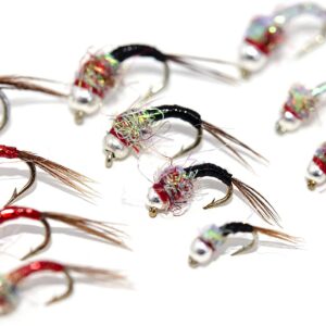 12 Effective Bead Head Nymph Rainbow Warrior Dry Flies Nymphs Fly Fishing Flies Kit