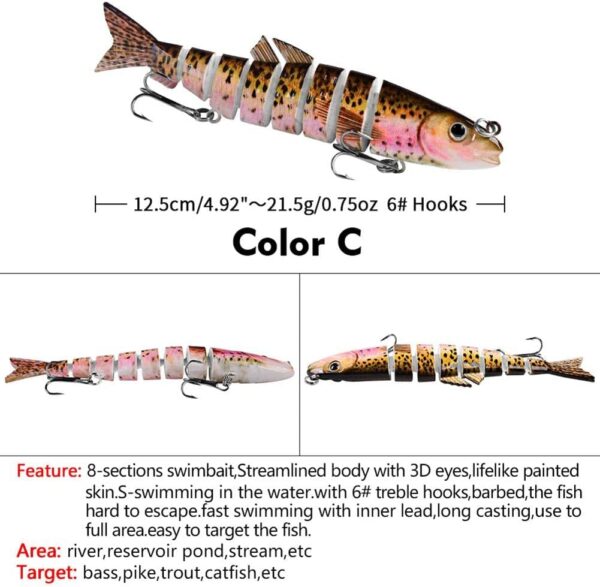 Multi Jointed 12.5cm 21.5g Lures Artificial W Fishing Artificial Bait Soft Plastic Lures - Image 6