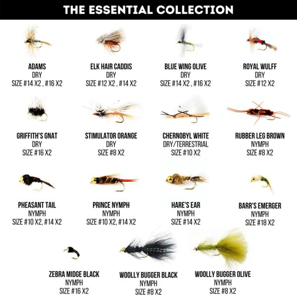 40 Premium Hand Tied Fly Fishing Flies Ass Dry Flies Nymphs Fly Fishing Flies Kit - Image 2