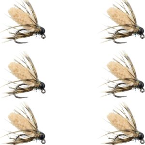 Fly Fishing Beige Mop Jig with Tungsten Bead Dry Flies Nymphs Fly Fishing Flies Kit