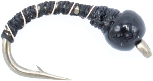 Black Zebra Midge Black Bead Head 1 Doze Dry Flies Nymphs Fly Fishing Flies Kit - Image 2