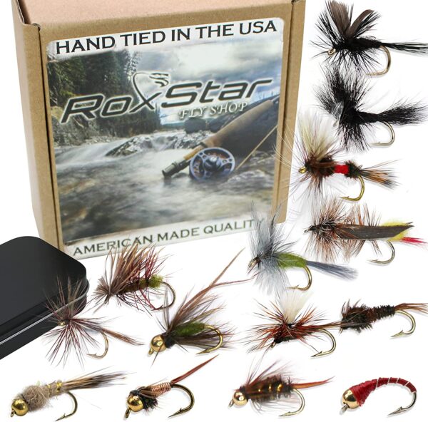 RoxStar Fishing Fly Shop Trophy Trout Fly  Dry Flies Nymphs Fly Fishing Flies Kit