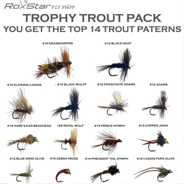 RoxStar Fishing Fly Shop Trophy Trout Fly  Dry Flies Nymphs Fly Fishing Flies Kit - Image 2
