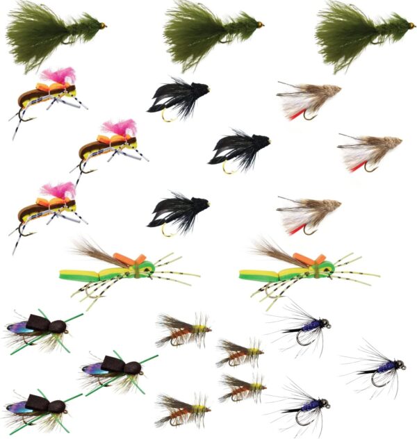 24 Pc Fly Fishing Set for Panfish  Trout  an Dry Flies Nymphs Fly Fishing Flies Kit