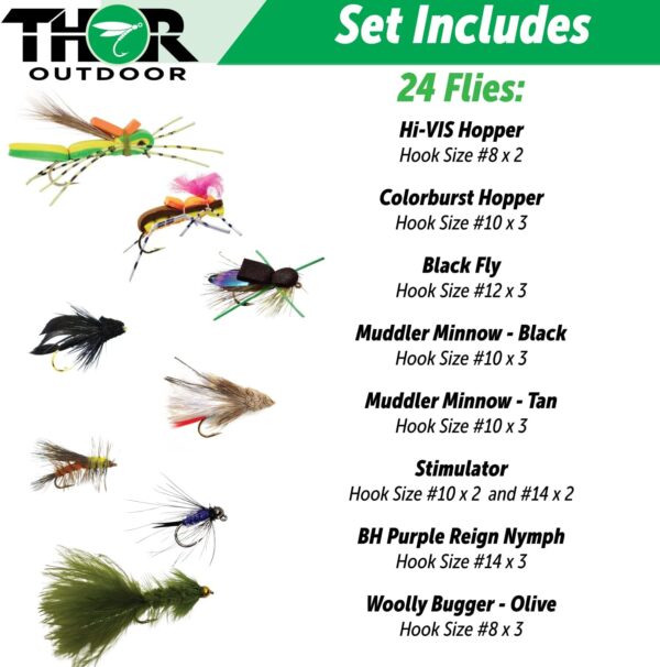 24 Pc Fly Fishing Set for Panfish  Trout  an Dry Flies Nymphs Fly Fishing Flies Kit - Image 2
