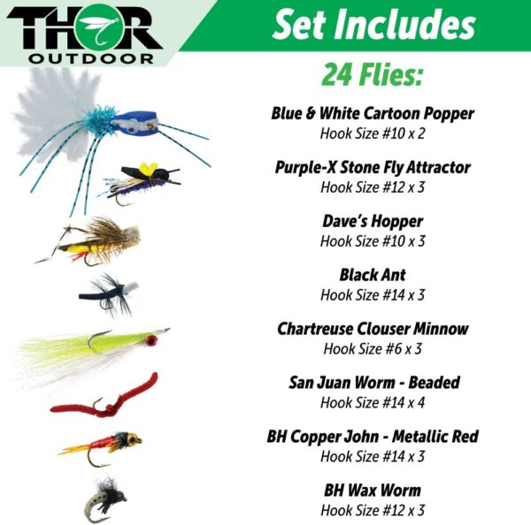 24 Pc Fly Fishing Set for Panfish  Trout  an Dry Flies Nymphs Fly Fishing Flies Kit - Image 3