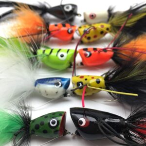 Fishing Bass Pike Flies 10 Pack Poppers Size Dry Flies Nymphs Fly Fishing Flies Kit