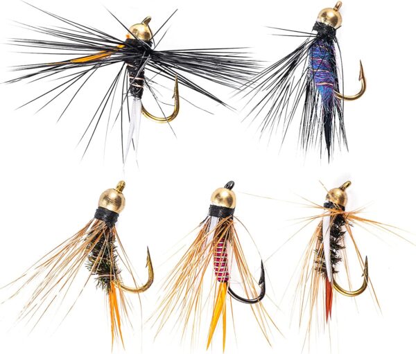 Hand Tied Flies Fly Flies with Copper Bead H Dry Flies Nymphs Fly Fishing Flies Kit