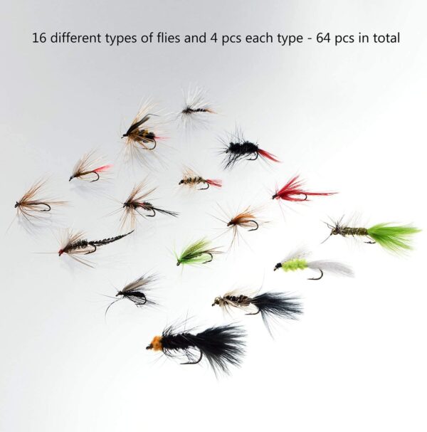 Fly Fishing Flies Kit Fly Assortment Trout B Dry Flies Nymphs Fly Fishing Flies Kit - Image 2