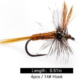 Fly Fishing Adams Dry Flies Assortment 4PCS  Dry Flies Nymphs Fly Fishing Flies Kit