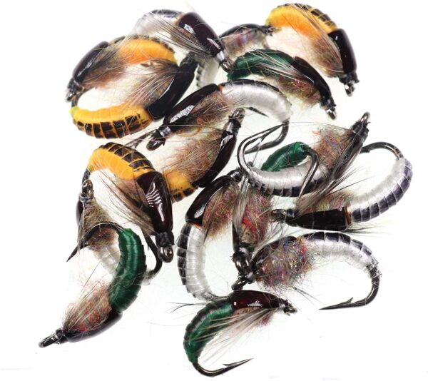 1 Dozen Mix Color Fishing Fly of Scud Larva  Dry Flies Nymphs Fly Fishing Flies Kit