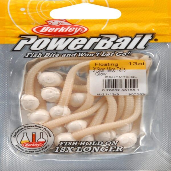 PowerBait Floating Mice Tails  Glow  3 (13 C Fishing Artificial Bait Soft Plastic Lures" - Image 2