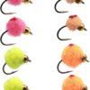 Dotted Glo-Bug Egg Fly Variety Assortment  Dry Flies Nymphs Fly Fishing Flies Kit