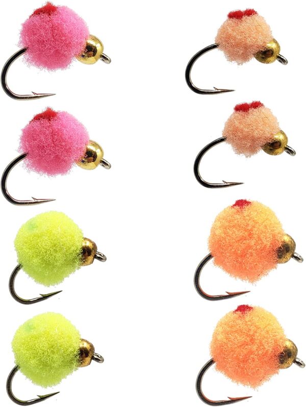 Dotted Glo-Bug Egg Fly Variety Assortment  Dry Flies Nymphs Fly Fishing Flies Kit