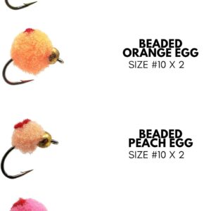 Dotted Glo-Bug Egg Fly Variety Assortment  Dry Flies Nymphs Fly Fishing Flies Kit