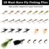 28 Pcs Fly Fishing Flies Kit Portable Handma Dry Flies Nymphs Fly Fishing Flies Kit - Image 5